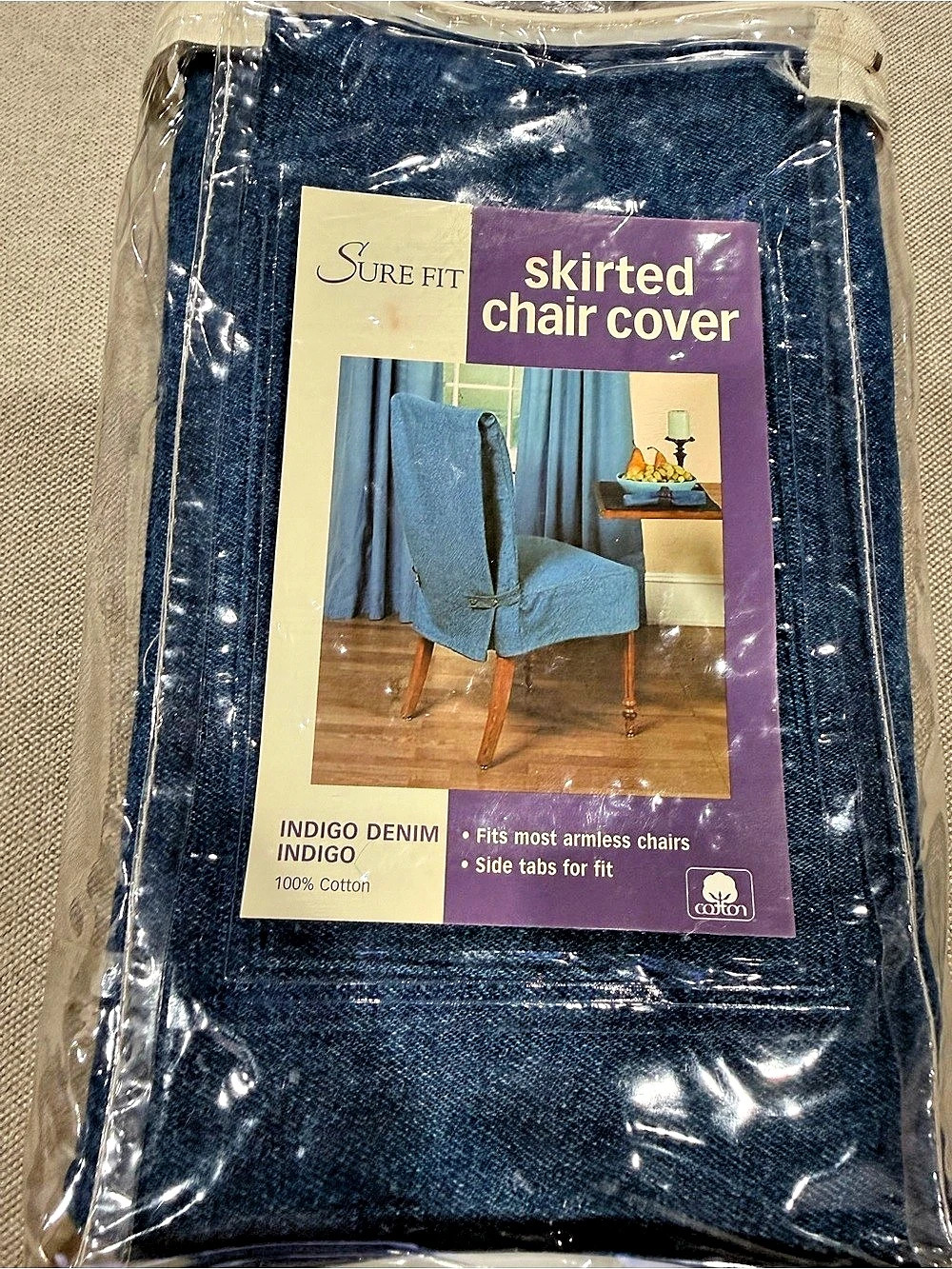 Sure Fit Skirted Chair Cover Indigo Denim Chair Cover NWT